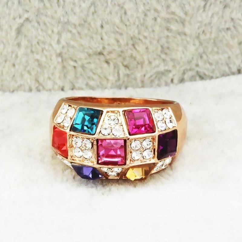 Neu Bunte Stil Diamant Edle Weibliche Klassische Ring Neue