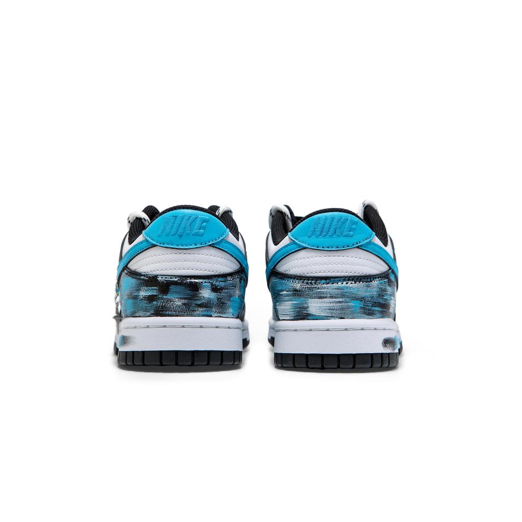 Nike Dunk Slip Resistant Abrasion Resistant Low top Skateboard Shoes Women's Black White Blue CW1590-100(Team1326-SBOX)