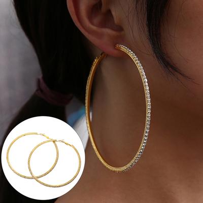 Büyük Boy Halka Küpeler Şık Kaplama Daire Küpe Bildirimi Kadınlar için Geometrik Takı