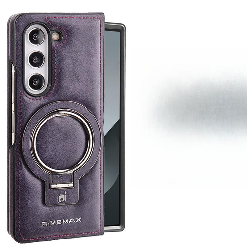 Suitable for Samsung Zfold6 Mobile Phone Case Holder Magnetically Absorbed Galaxy Folding Cover Fold5/4/3 Anti-fall Leather Case