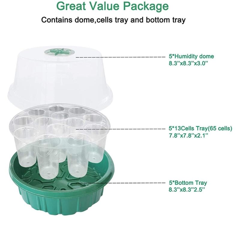 13 Holes Plant Flower Nursery Pots Tray Plastic Growing Box Insert Seedling Case with Lid Grow Tray Garden