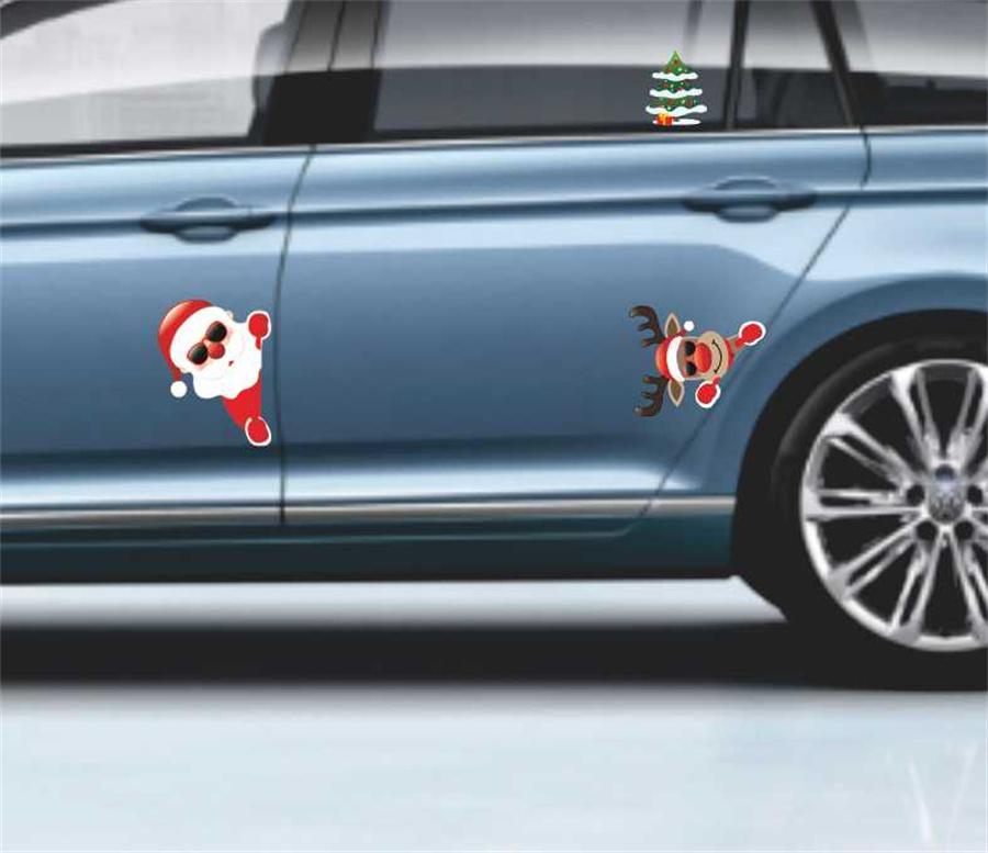 Christmas Decoration Car Sticker Decal Santa Claus  Moose Xmas Tree Sticker Trim