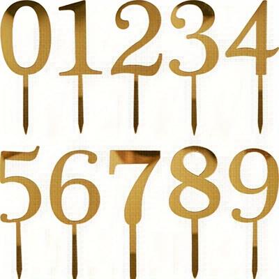 10 pezzi di decorazioni per torte in acrilico con numeri da 0 a 9 per compleanni e matrimoni, decorazioni dorate per tavoli da dessert.