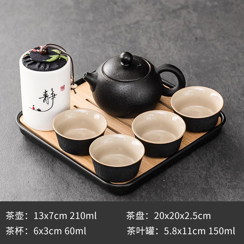 Purple Clay Ceramic Kung Fu Tea Set Home Teapot Set with Portable Tea Tray and Tea Caddy