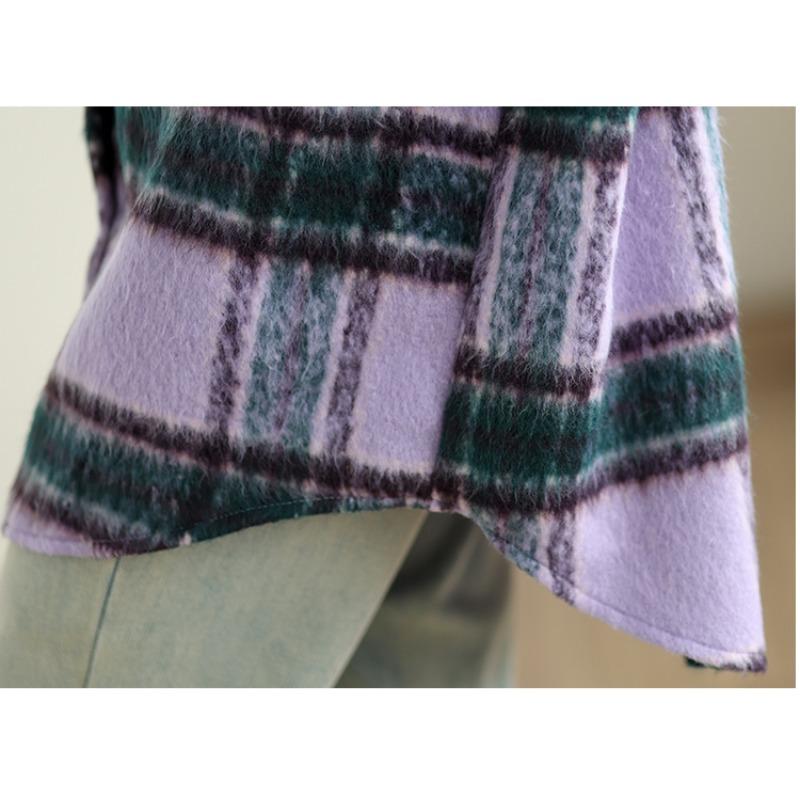 DIMANAF 2025 New Autumn Winter Plus Size Women Coats Jackets Loose Casual Outerwear Vintage Lady Plaid Cotton Thick Long Sleeve