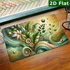 Luxury Green Leaf Swirl Art Door Mat  Golden  Entry Rug Abstract  Floor Carpet Home  Porch Mat for Aesthetic  Decor Accessory