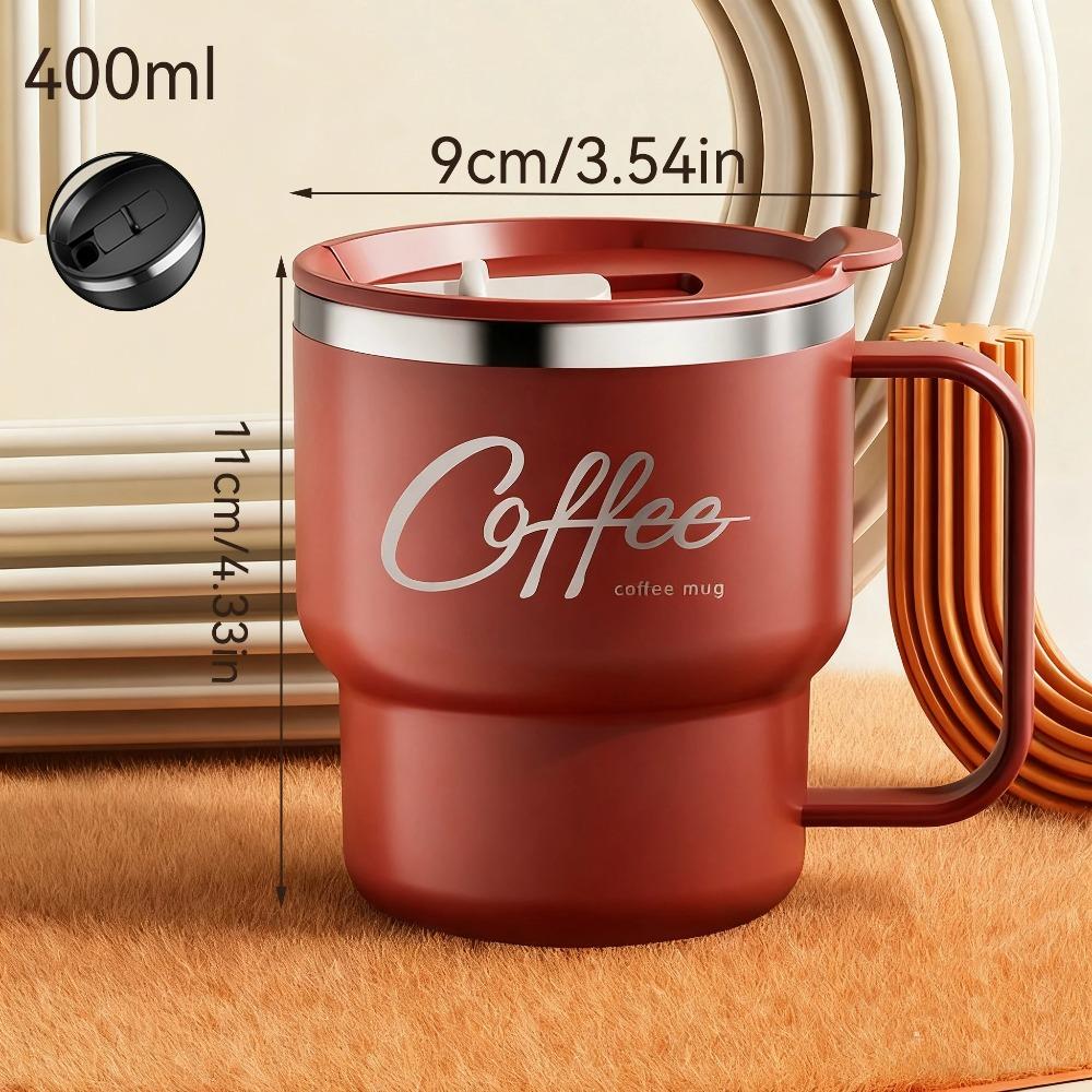 304 Stainless Steel Double Wall Insulated Coffee Cup With Handle Portable Students Leak-proof Water Cup Milk Coffee Mug