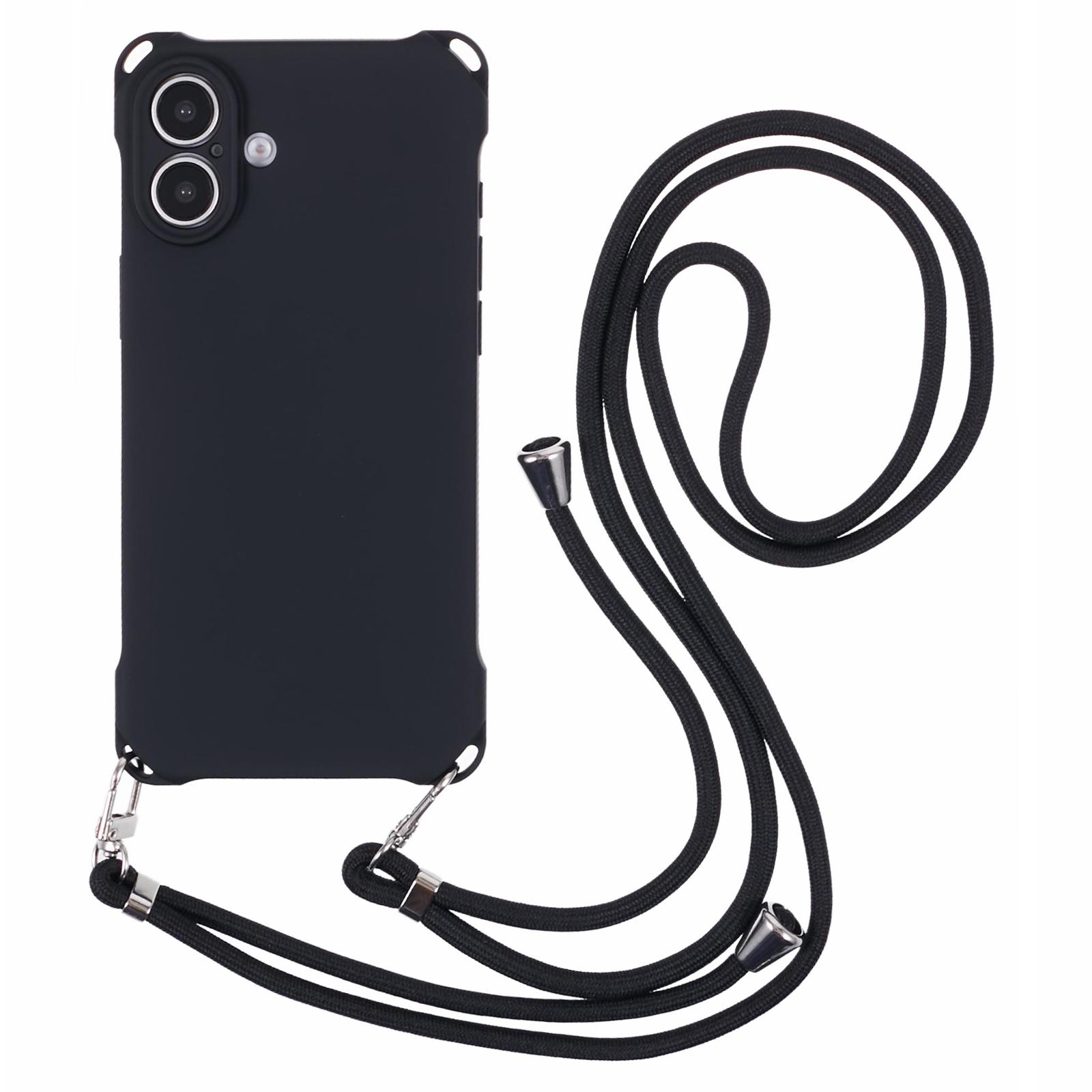 

For iPhone 16 Case Four Corner Anti Drop TPU Phone Cover with Hanging Rope D