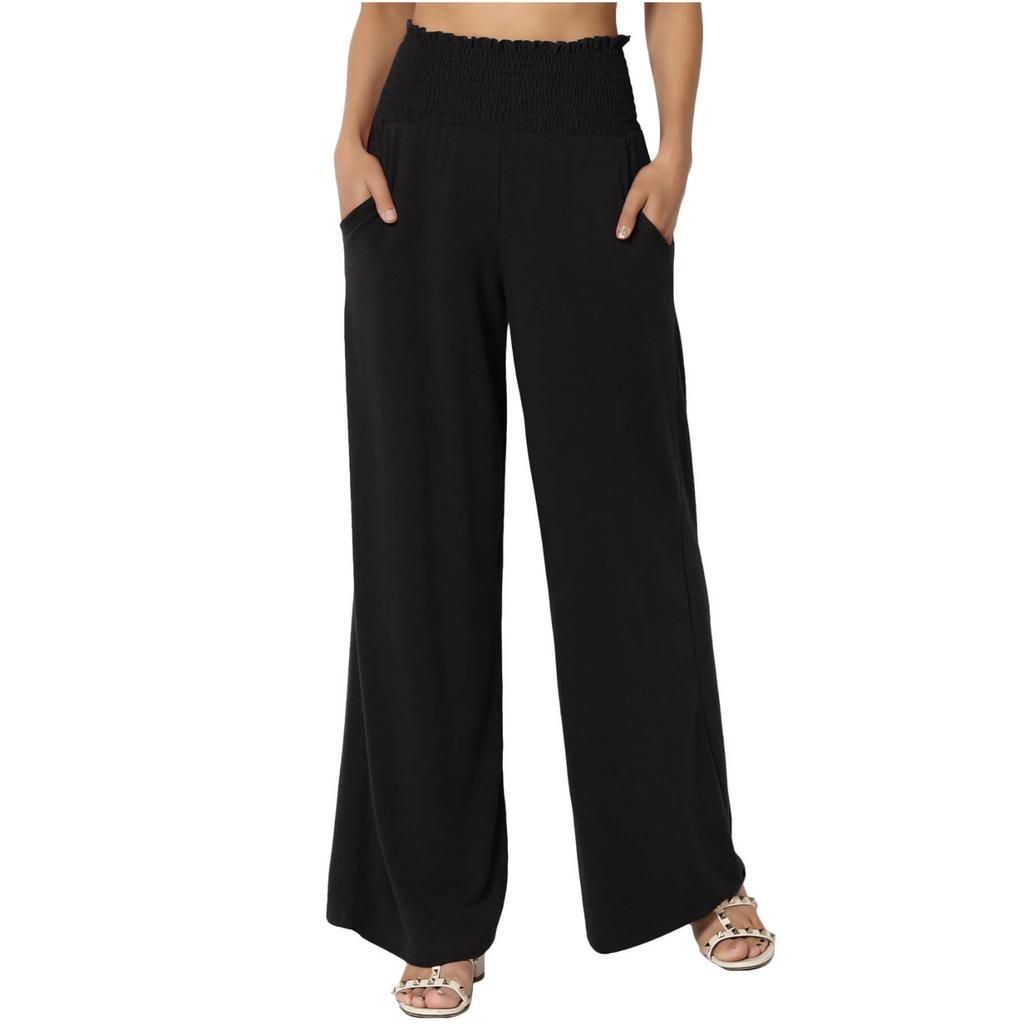 Women's Casual Loose Pants Pocket Loose Pleated Wide Leg Pants