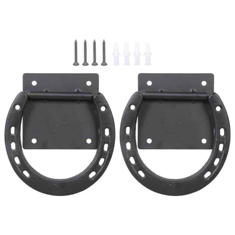 

2Pcs Solid Metal Horse Tie Rings with Expansion Screws Hitching Rings Horse Care Accessory For Outdoor Fence Easy to Use 1 чёрный