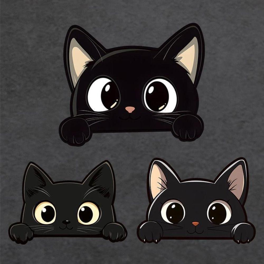 Peek-a-Boo PVC Decals Black Car Styling Cover Creative Car Stickers Funny Kitty Decals  Laptop