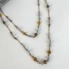 Retro Style Floral Bead Collarbone Chain Necklace With Aged Finish Alloy Jewelry Piece Perfect For Daily Wear