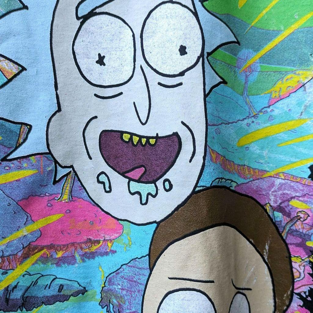 [USED] Great face, American comics, vintage, anime T-shirt, Rick and Morty, black