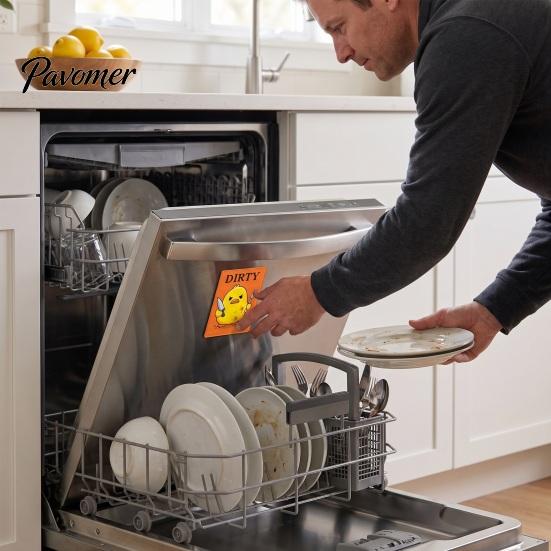 Cartoon Fridge Magnet Clean Dirty Dishwasher Magnet, Acrylic Animal Sign, Status Reminder Double-Sided & for Kitchen Decoration Sign