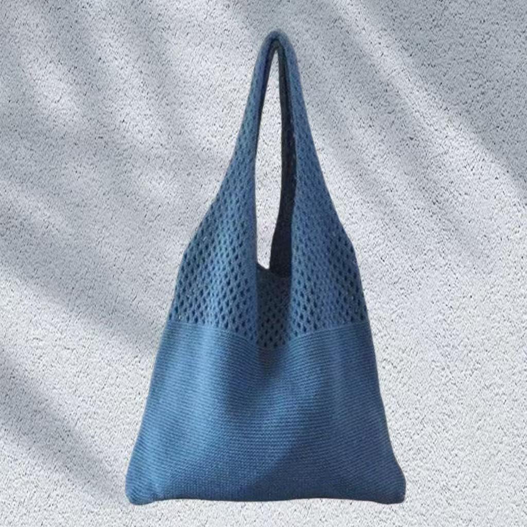 Vintage wool woven shoulder bag bag large capacity beach bag shopping bag women's knitted tote bag portable