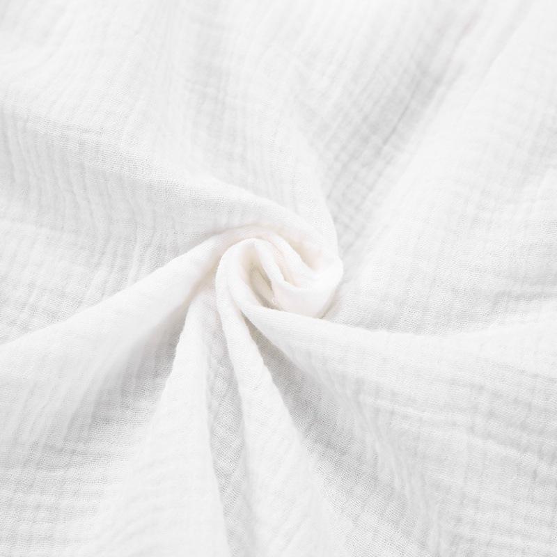 Costum casual de vară cu mânecă lungă, cu strat dublu de tifon, la modă, alb, pentru femei