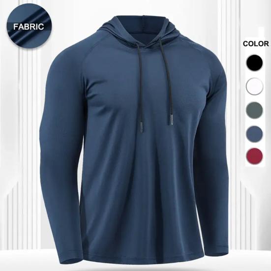 Herren Athletik Hoodie Schnelltrocknend Mit Kapuze Fitness Oberteil Slim Fit Langarm Trainings Pullover Laufshirt für Fitnessstudio Joggen Training