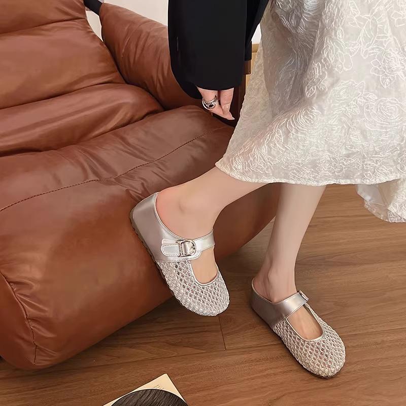 Women's 2025 New Summer Mesh Breathable Outer Wear Thick-soled Small Bag Head Boken Slippers