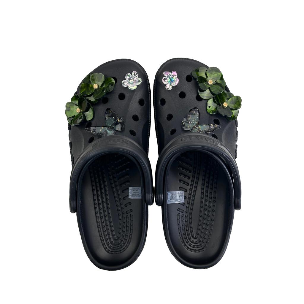 Crocs Baya EVA Green Shade Beya Beach Fresh, Simple, Fashionable, High-End Hole Shoes Unisex Black