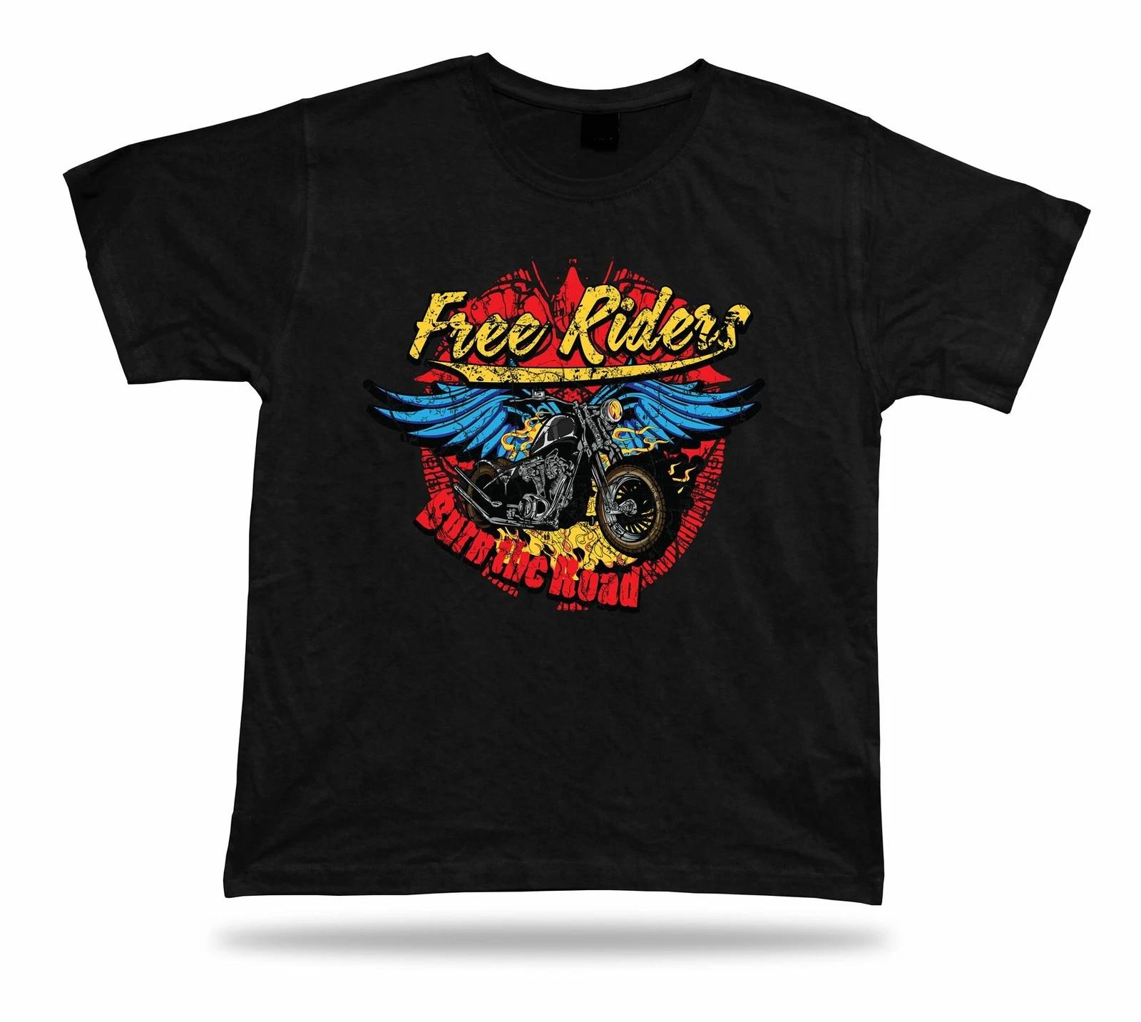 Tshirt Tee Shirt Birthday Gift Idea Motorcycle Bike Burn the Road Free Ride Wing 4XL