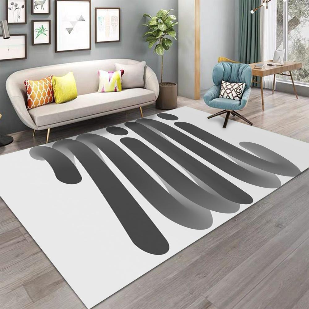Abstract Geometric Pattern Floor Mat Various Styles with Curved Lines and Gradient Colors NonSlip Rug for Home Decor