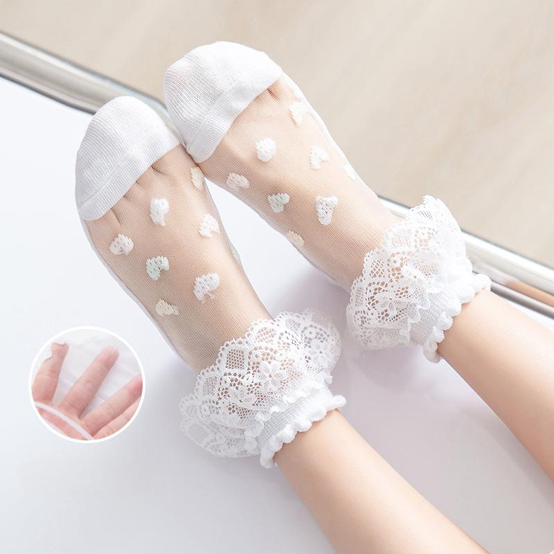Summer Thin Girls' Socks Summer Lace Stockings Children's Lace Stockings Princess Socks Crystal Stockings Mesh Breathable