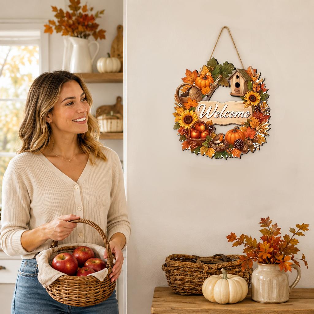 Wooden Pumpkin Hanging Ornament for Festival Fall Home Decor