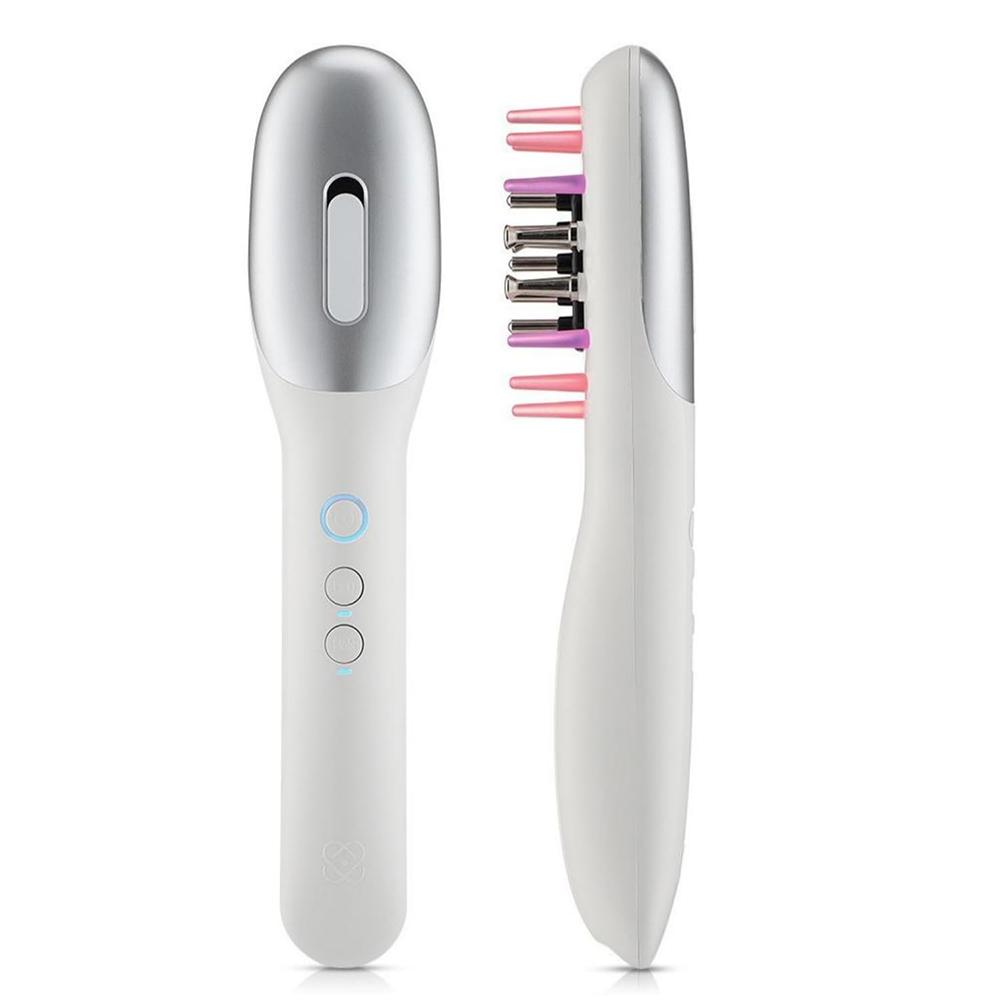 

Electric Scalp Massager Comb for Hair Growth Essencial Oil Applicator 655nm Blue & Red Light Therapy Microcurrent Head Massage белый