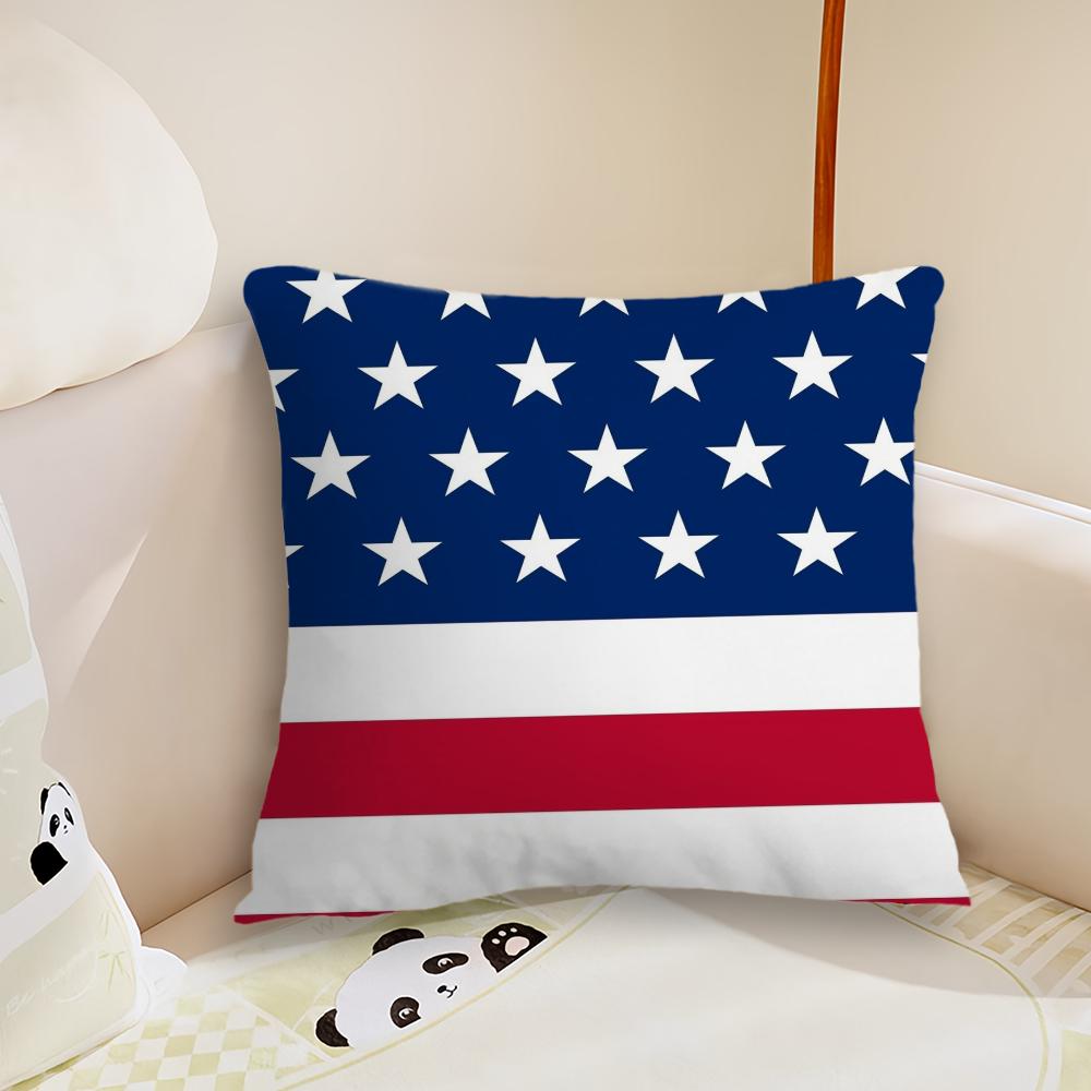 America USA Flag Cushion Cover Pillow Case Plush Fabric Soft Double Sided Print Sofa Cushion Cover Throw Pillow Covers