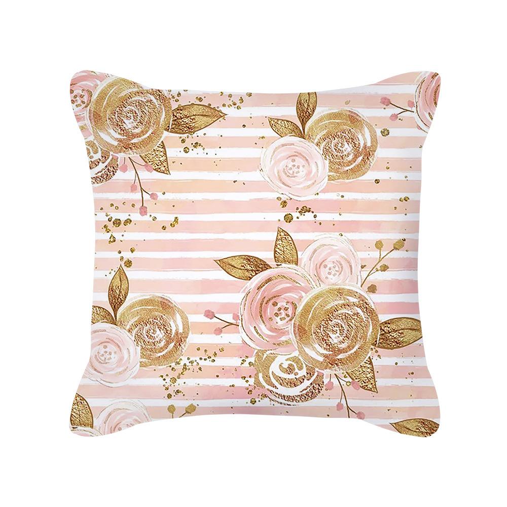 Ins Nordic Style Rose Gold Pink Geometric Square Pillow Cushion Cover
