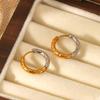 Minimalist style gold and silver color-block hammered texture earrings for women, niche design hoop earrings, simple ear jewelry