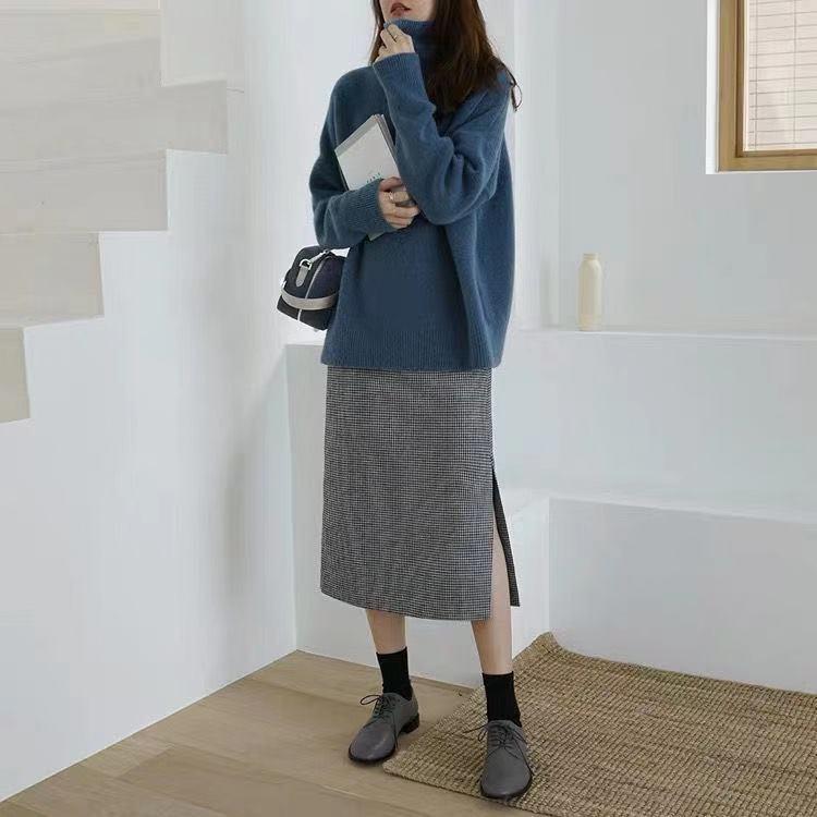 Women's High-Neck Thick Knit Sweater: Autumn/Winter 2024 European & American Loose Pullover Style