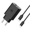 Motorola SJMC502 schwarzes Netzteil mit USB-A- und USB-C-Anschlüssen - 50 W Schnellladung