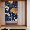 VIKAMA Chinese Zen-Inspired Door Curtain Fabric Room Divider Entranceway Screen Bedroom Privacy Curtain Home Decoration