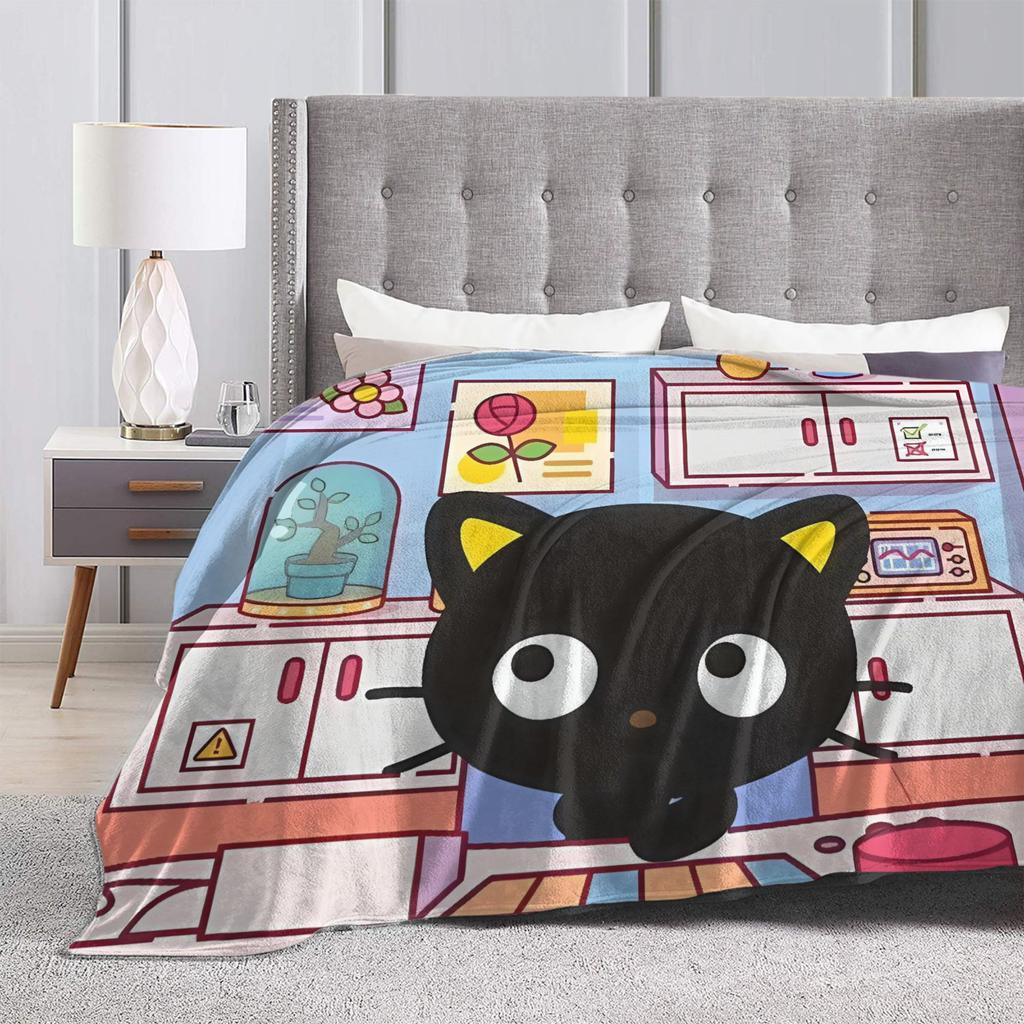 Süße Chococats Decke Schwarze Katze Super Warm Bedruckt Plüsch Bettwäsche Überwürfe Für Studenten Wohnkultur Flanell Tagesdecke Bettbezug