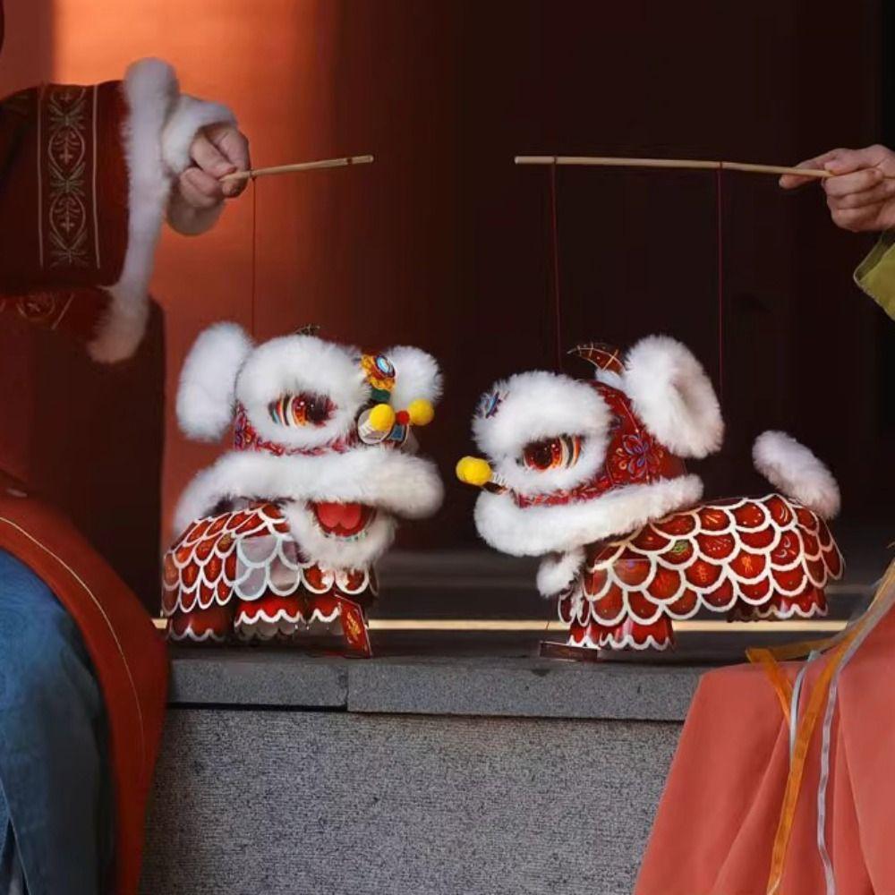 Handmade Lion Dance Lantern Year of The Horse Chinese Style New Year Lantern Portable Traditional DIY Material Package Craft