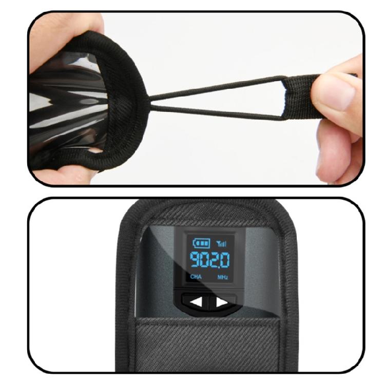 Stage Ready Transmitter Carrying Bag Featuring Clear TPU Visibility Window and Hook Loop Fasteners for Secure Placement