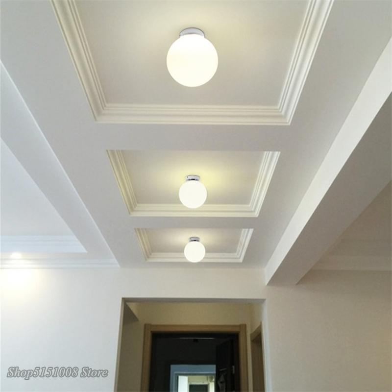 Nordic Modern Ceiling Light Glass Ball Ceiling Lamps Globe Round White Fixtures Kitchen Ball Small Ceiling Lamp Lustre Luminiare