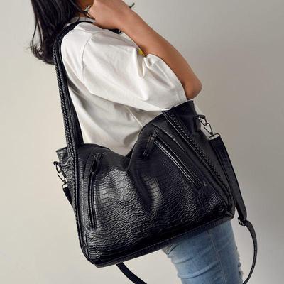 Borsa da donna borsa a tracolla modello coccodrillo di grande capacità nuova borsa a tracolla da donna dal design firmato principale nera
