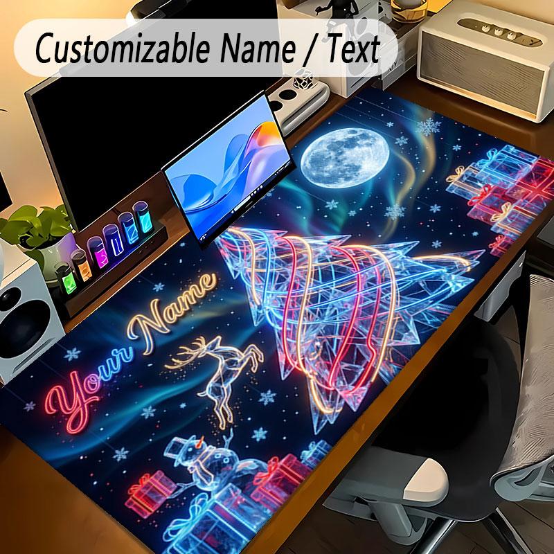 Christmas Theme Personalized Mouse Pad Custom Name Text Non Slip Desk Pad For Laptop Office Desktop
