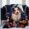 1pc Dog Printing Lightweight Flannel Blanket, Comfortable and Warm Blanket, for Camping Sofa Bed and Couch Office, In All Seasons