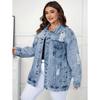 Women's Retro Distressed Denim Jacket - Spring/Autumn Street Style Loose Fit