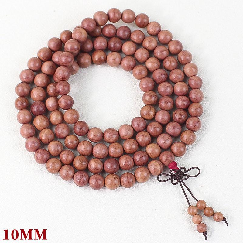 Corda a Mano di Cipresso 2.0: Braccialetto di Perline Buddiste in Legno Profumato per Coppie, 108 Perline di Cipresso Pelle di Sangue Rosso