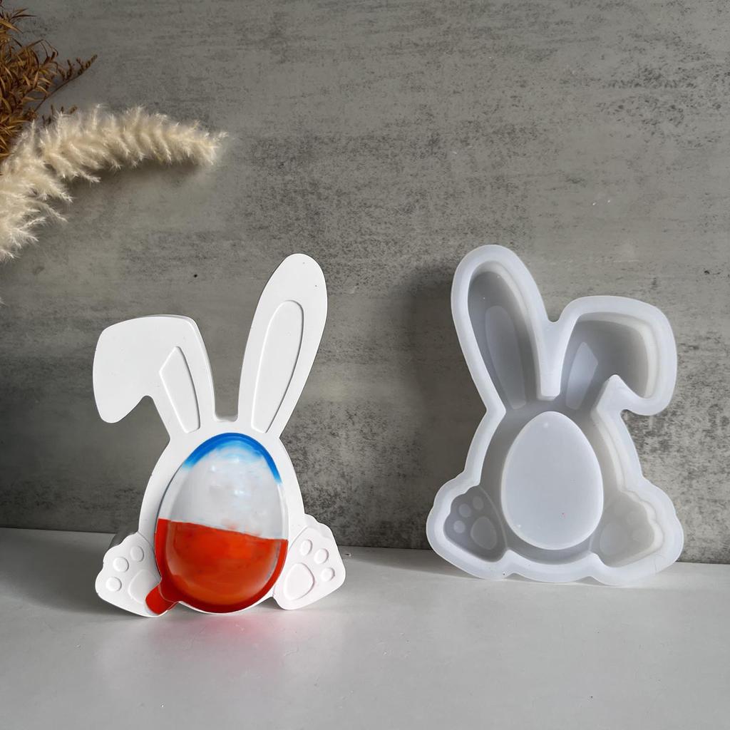 Hollow Out Rabbit Plaster Ornament Mold Cookie Egg Rabbit Easter Gift Decoration Plaster Drip Molds