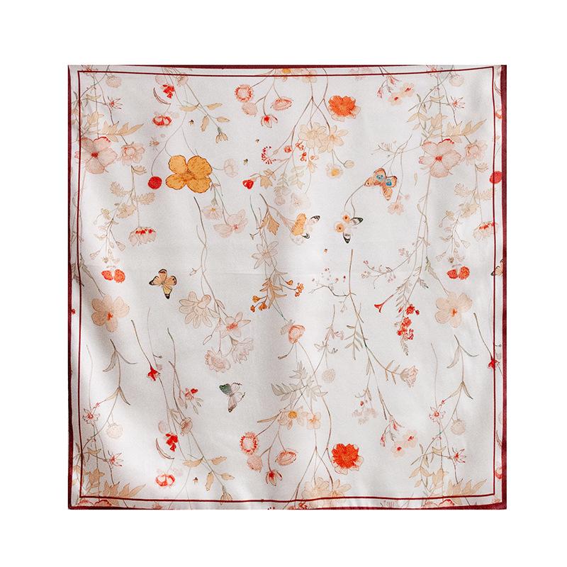 

53x53cm neck protection small scarf fresh spring and summer printing 100% mulberry silk small square scarf thin