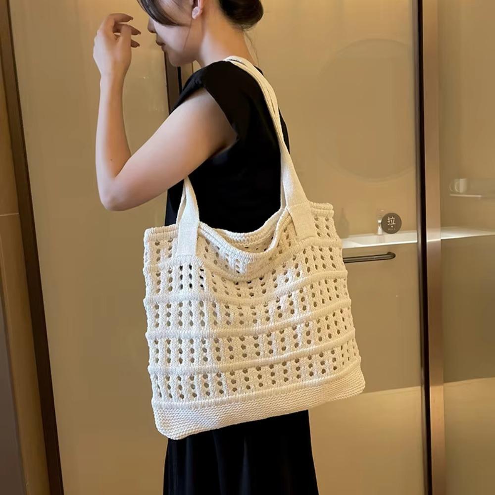 

Summer Women Straw Woven Bag Lazy Style Tote Bag Trendy Crochet Shoulder Bag Girls білий