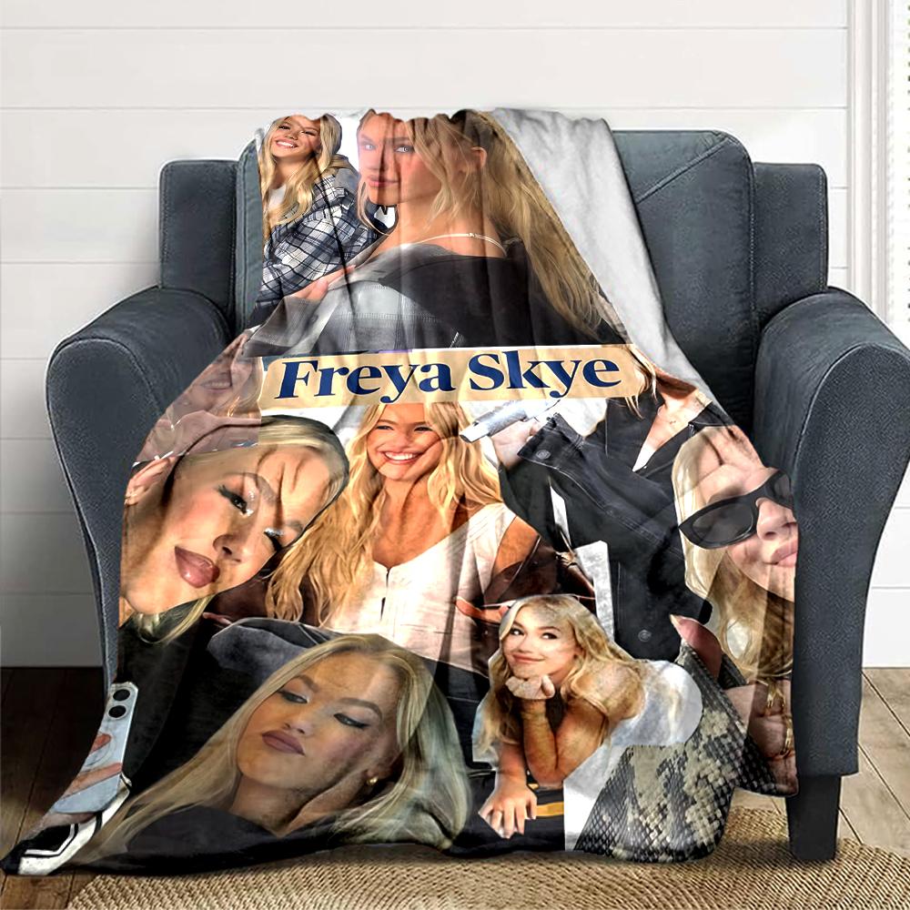 1Pc Freya Skye Fashion Collage Blanket Soft Throw Blanket For Home Bedroom Bed Sofa Travel Office Solid Christmas Blanket