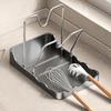 Pan Lid & Spoon Organizer Rack PP/Stainless Steel Vertical Drying Stand With Drip Tray Space Saving For Counter Dishwasher Safe