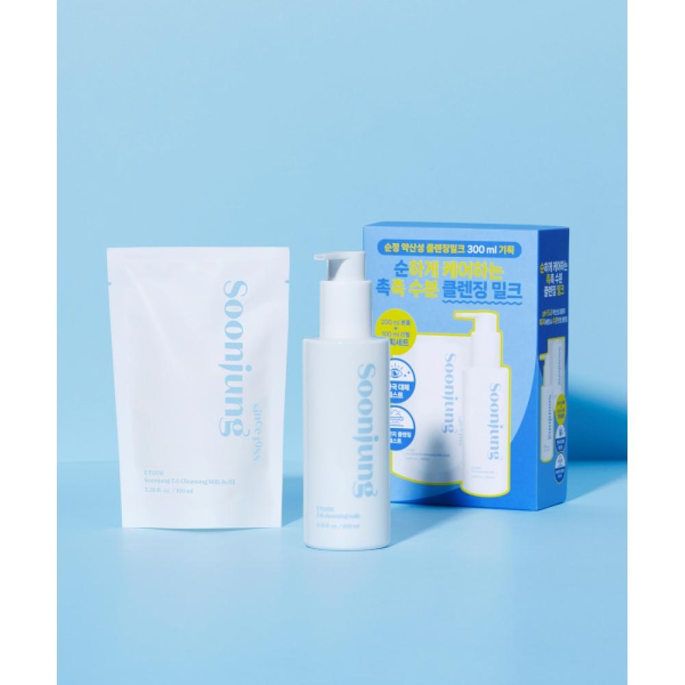 Etude Genuine Mildly Acidic Cleansing Milk Special Set 200ml + Refill 100ml FREE