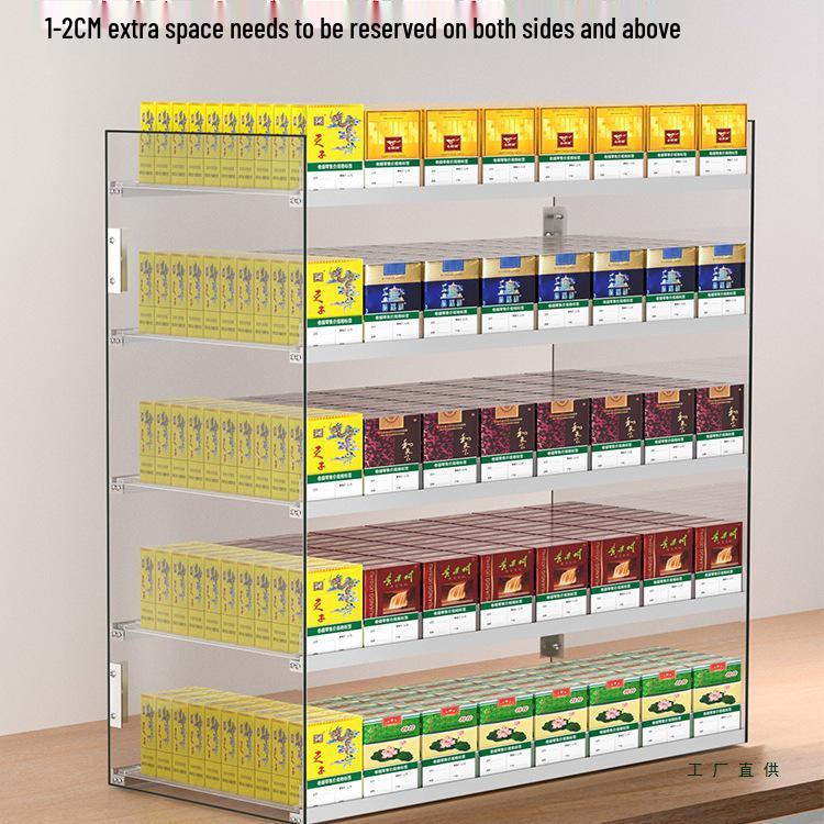 Wall-Mounted Acrylic Cigarette Display with Automatic Pusher